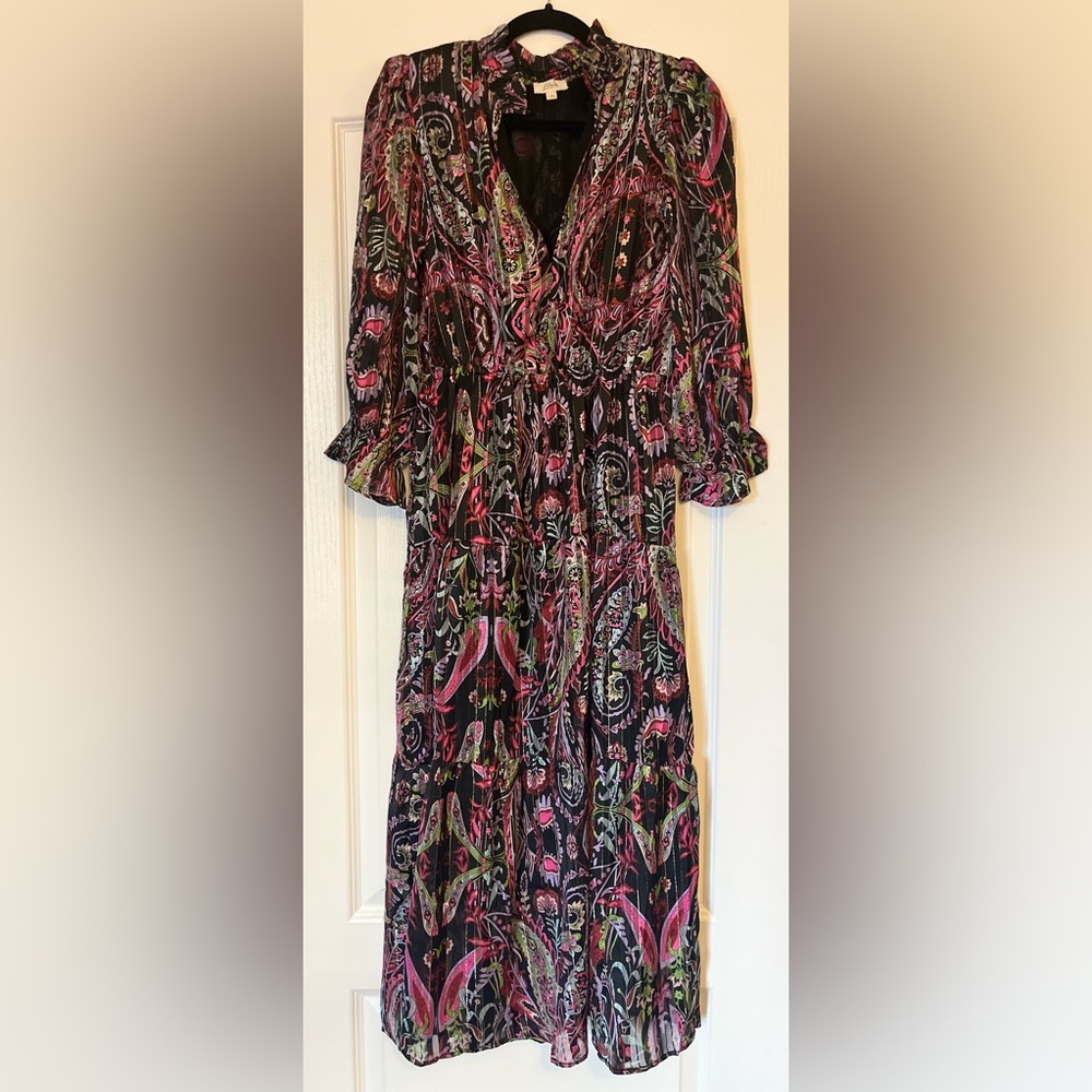 ELAN Barcelona Maxi Dress Black Multi Paisley New Without Tags Size Small